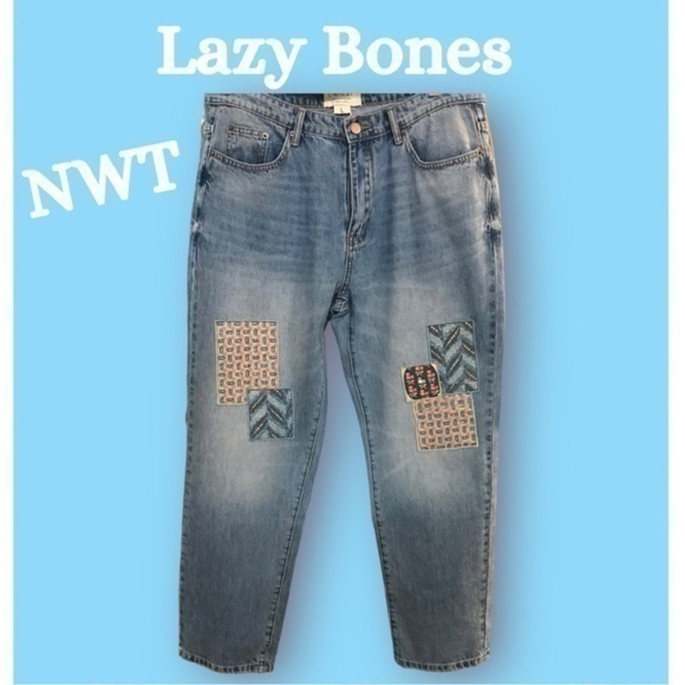 NWT LAZYBONES Patched Balloon Lantern Style Fit Jeans